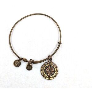 ALEX AND ANI Compass Medallion Bronze-tone Charm Bracelet